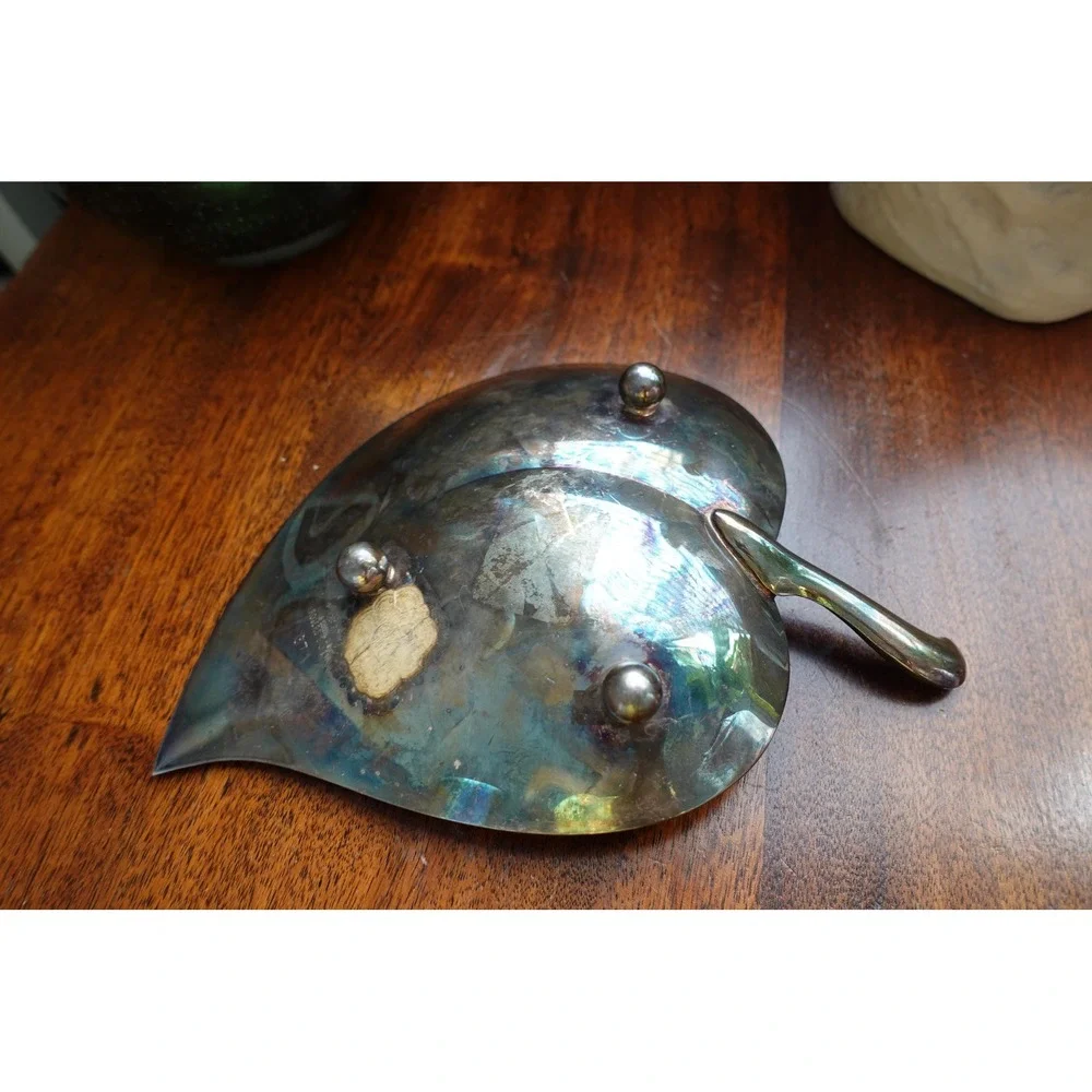 Vintage F.B. Rogers Silver Co. 1883‎ silver plate leaf shape footed tray